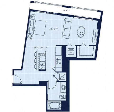 a floor plan of a small apartment at Regatta at New River, Fort Lauderdale Florida
